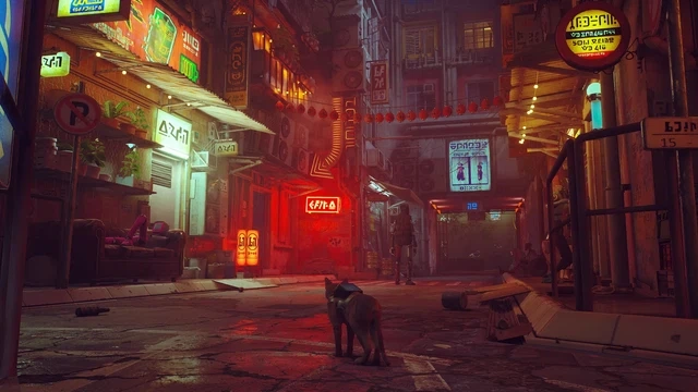 Detailed alley environment with wet reflections